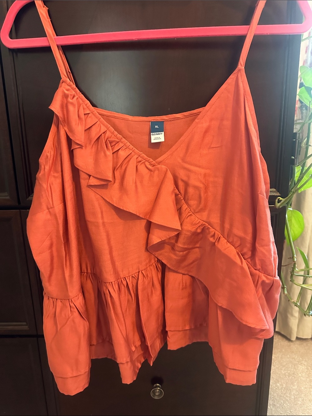 Old Navy Coral-Peach Ruffle Cami Tank